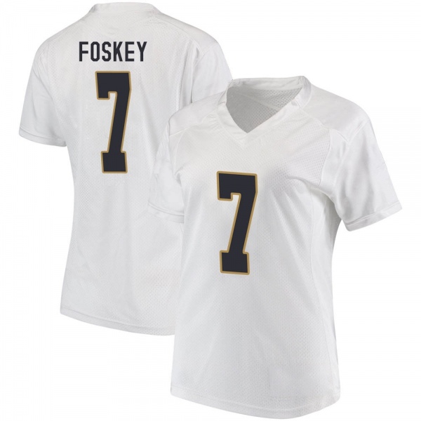 Isaiah Foskey Notre Dame Fighting Irish NCAA Women's #7 White Replica College Stitched Football Jersey YKC3855KS
